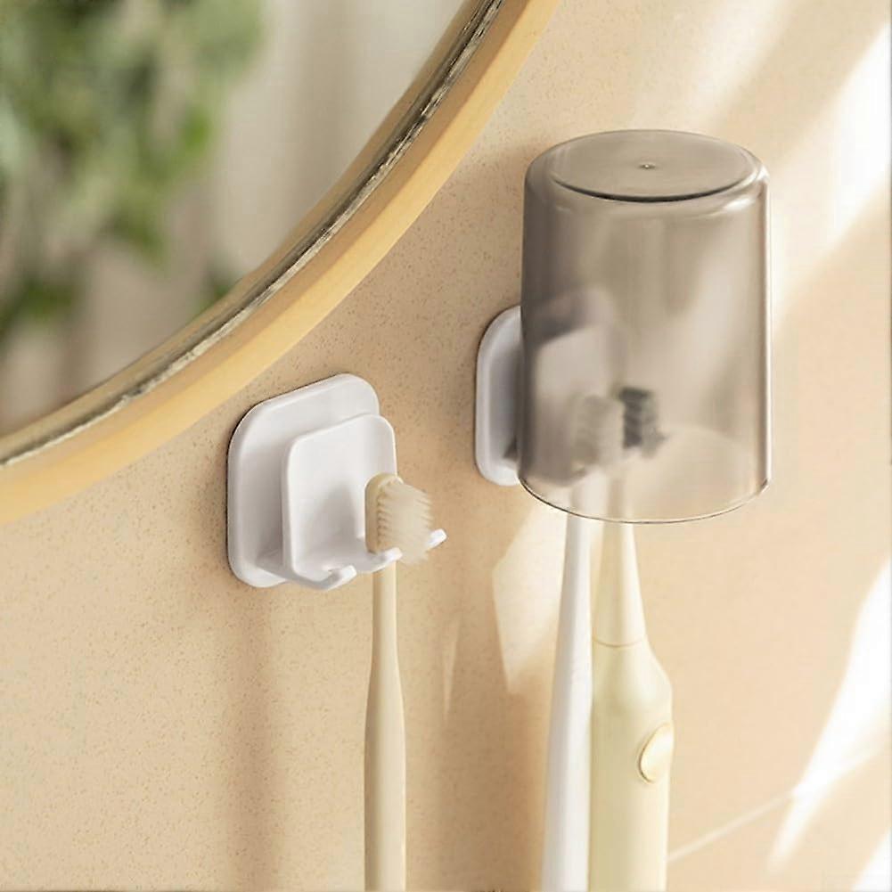 Wall Mount Toothbrush Holder with Inverted Cup Design, 3pc Self Adhesive Bathroom Organizer Set