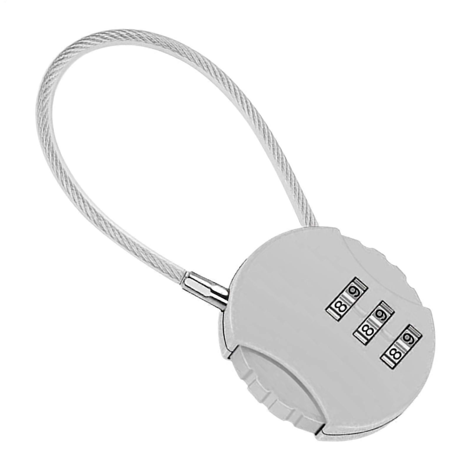 Combination Padlock with  Security Wire Rope, 3 Digit Code for Travel Backpack, Gym Locker, Toolbox – White