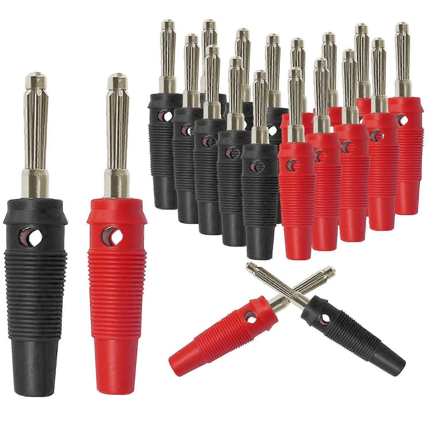 4mm Side Stackable Banana Plug Connector 32A  Current Screw Type Audio Testing Red and Black Set