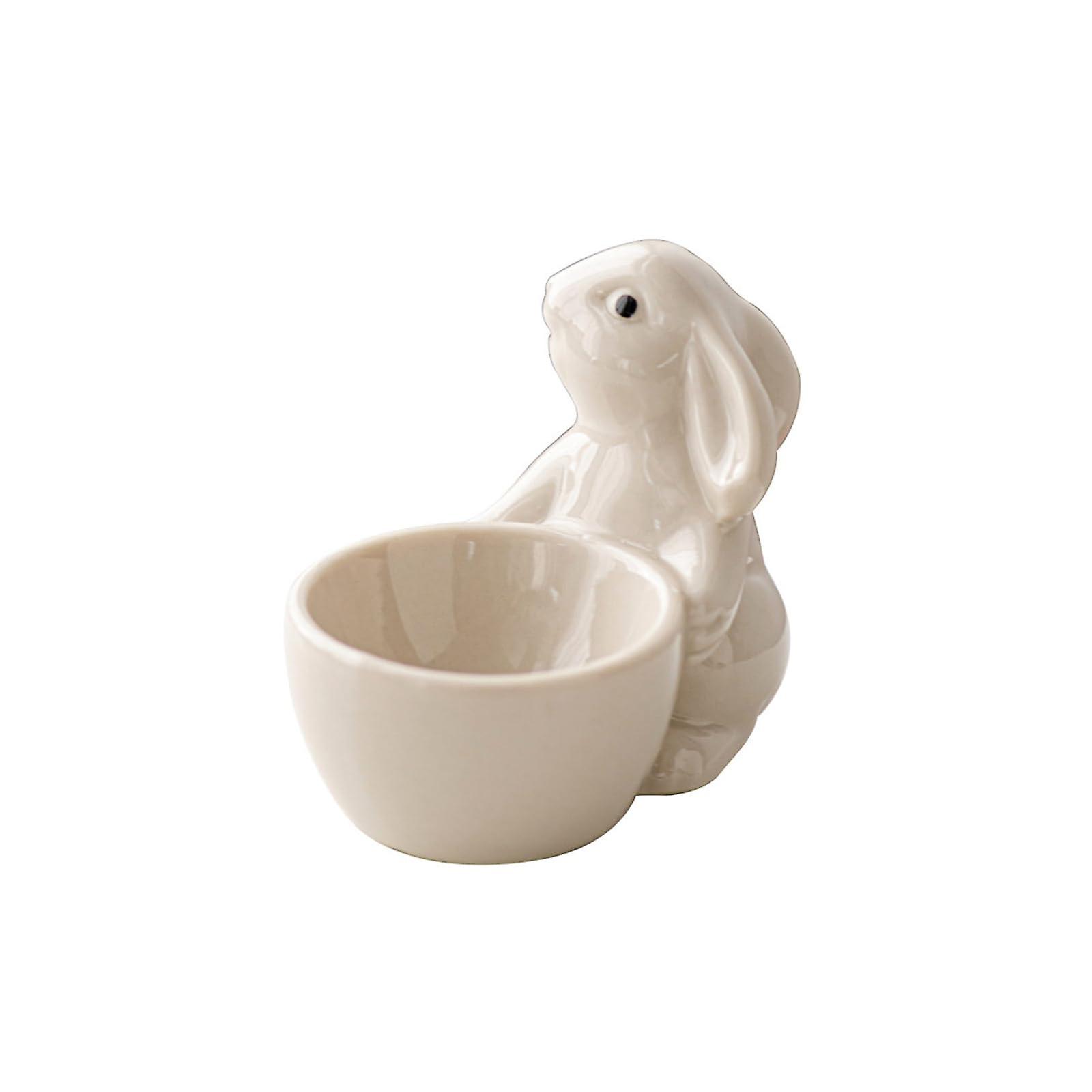 White Ceramic Egg Storage Container with Egg Protection Design for Kitchen and Easy Cleaning