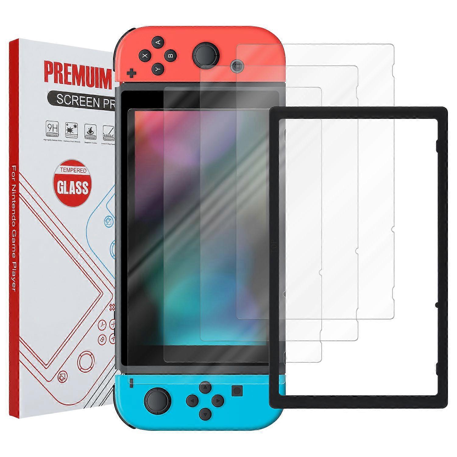 4x Full Screen Tempered Glass Compatible with Nintendo Switch 4in1 Screen Protector - 4 Pack Tempered Screen Protector with Installation Aid