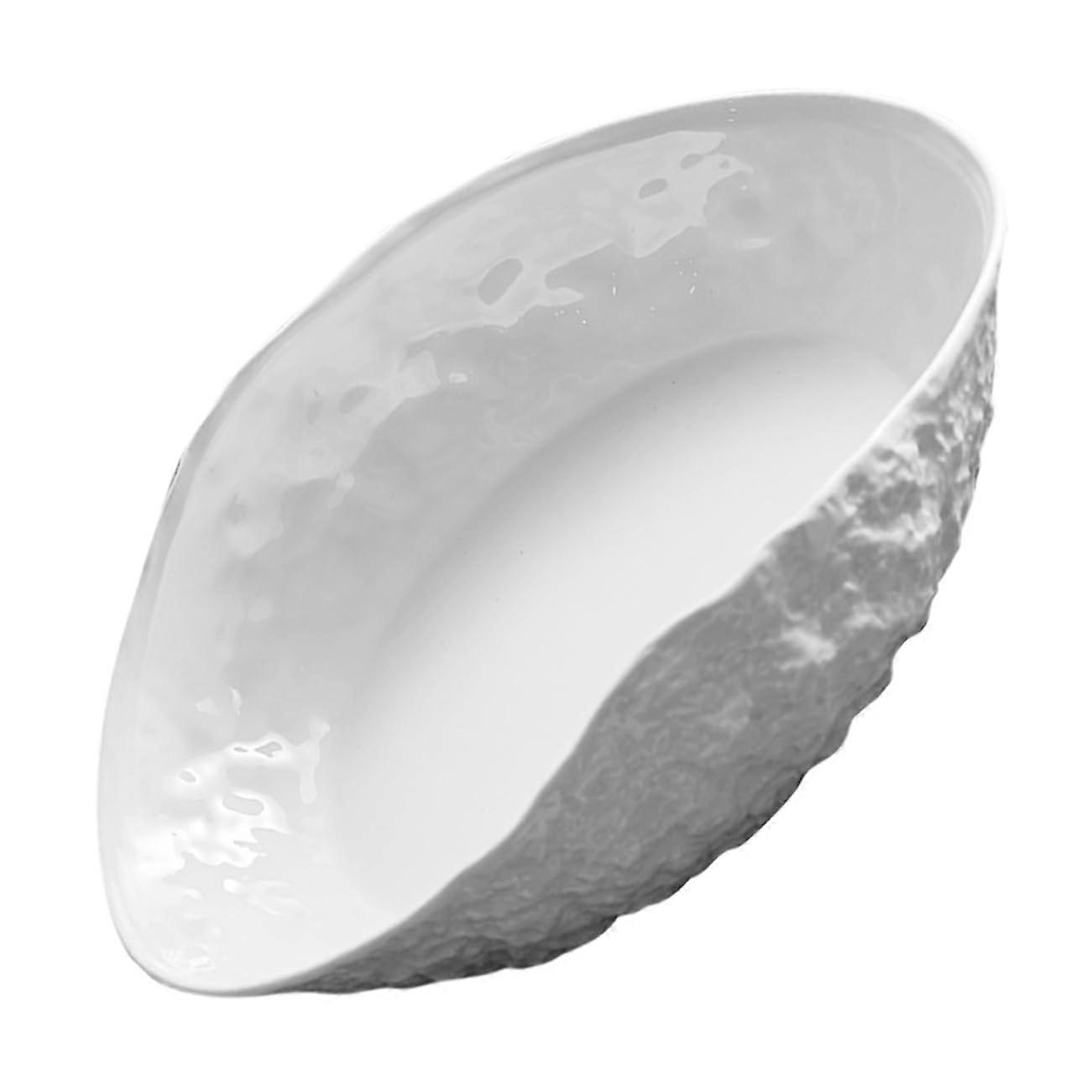 Ceramic Soup Bowl with Unique Stone Pattern, Shell Shaped Plate for Snacks, Salad, Pasta and Nuts