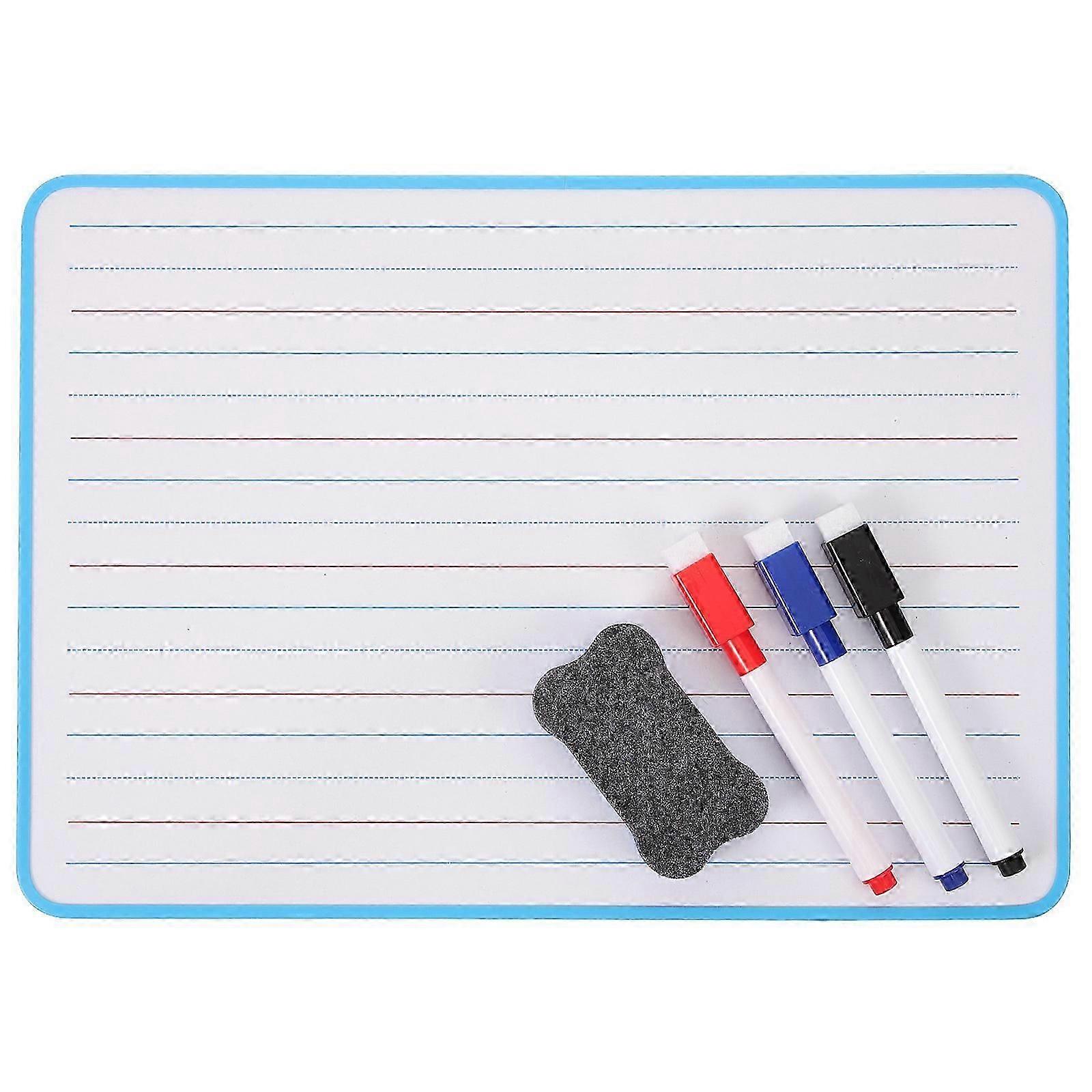 Quadro branco pequeno de dupla face para crianças, com linhas, 30 x 20 cm (12 x 8 polegadas).