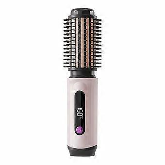 New USB Rechargeable Cross-Border 2-in-1 LCD Display Curling Straightening Brush, Dual-Use Wireless Portable Electric Hair Styling Tool for Straighten