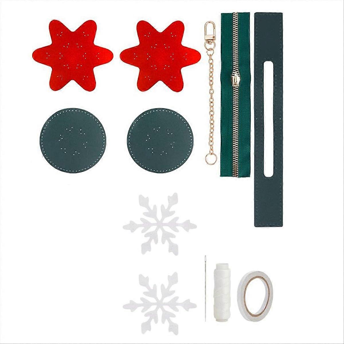 DIY Coin Purse Making Kit, DIY Christmas Snowflake Pattern, Red