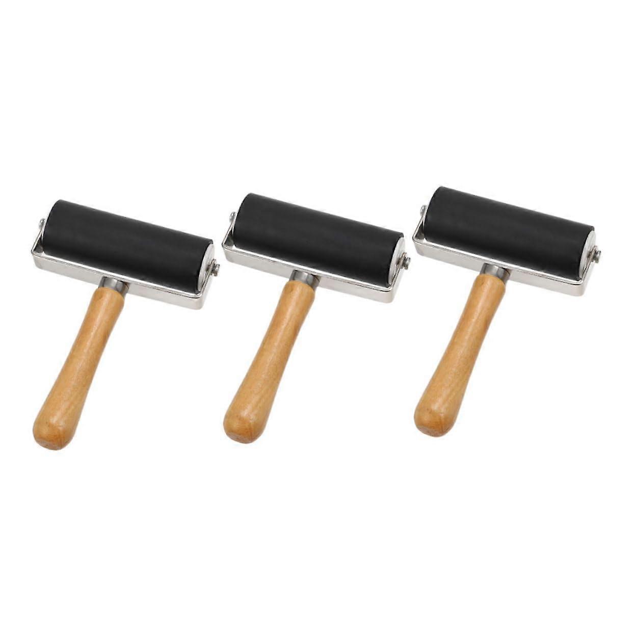3Pcs Printmaking Roller Set for Even Ink Coverage and Painting, Rubber Brayer for DIY Crafting