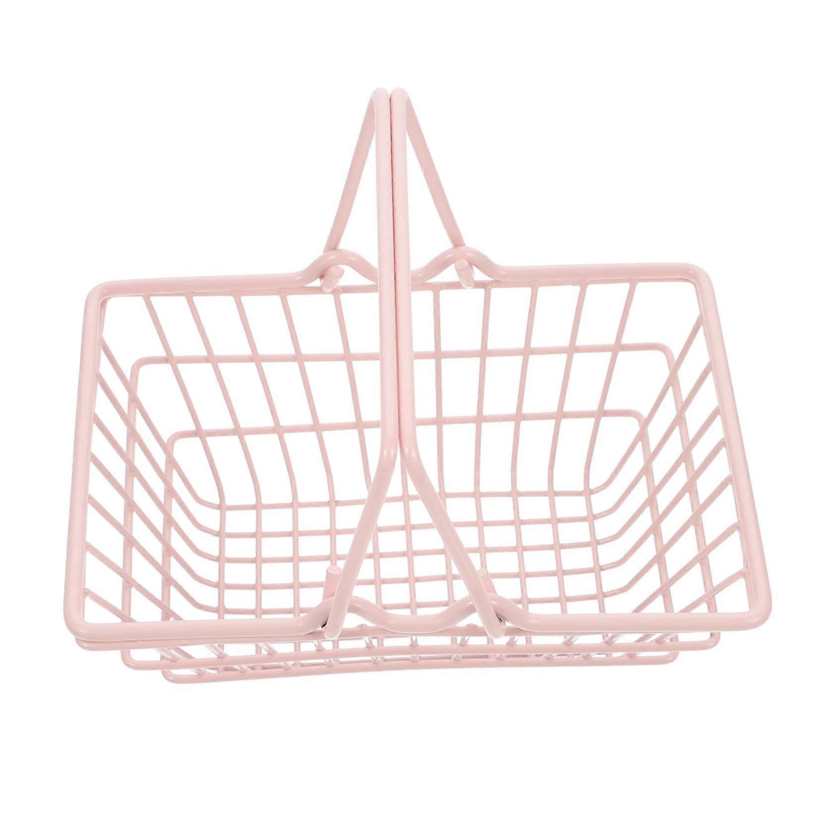 Wrought Iron Storage Basket for Clutter Home Organization, Durable Decorative Metal Wire