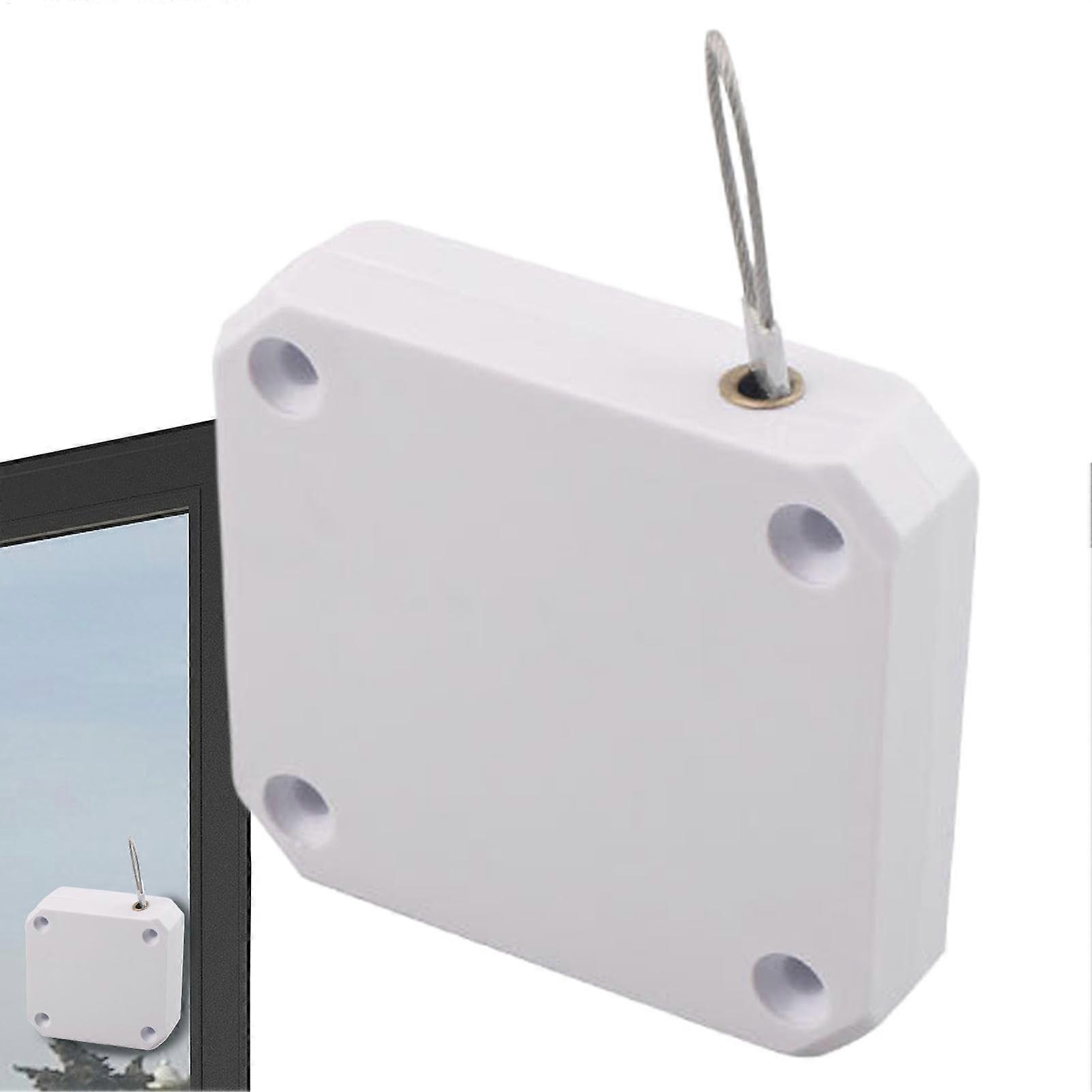 Automatic Sliding Screen Door Closer White 1.2m NoDrill with Steel Pull String Quiet Closing