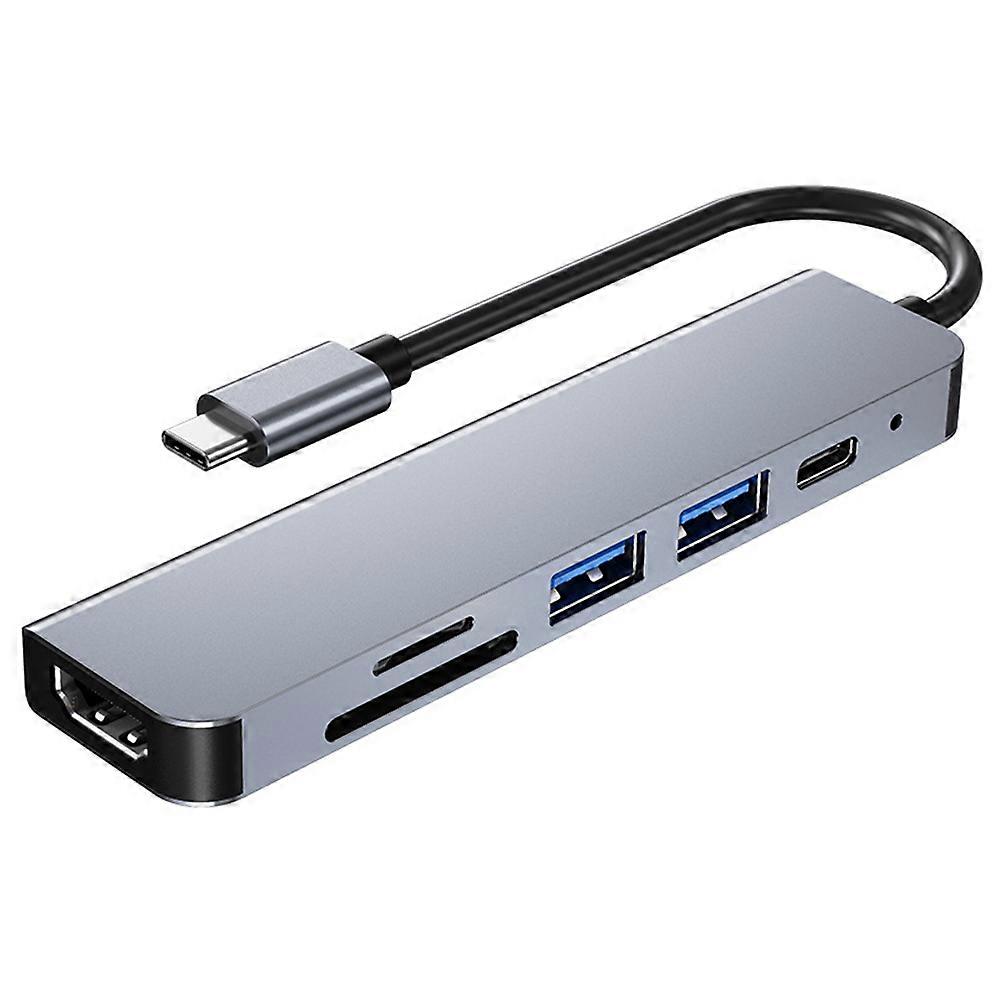 6 Ports USB Hub Type C Expansion Dock Multi-Port Hub USB Splitter for Computer
