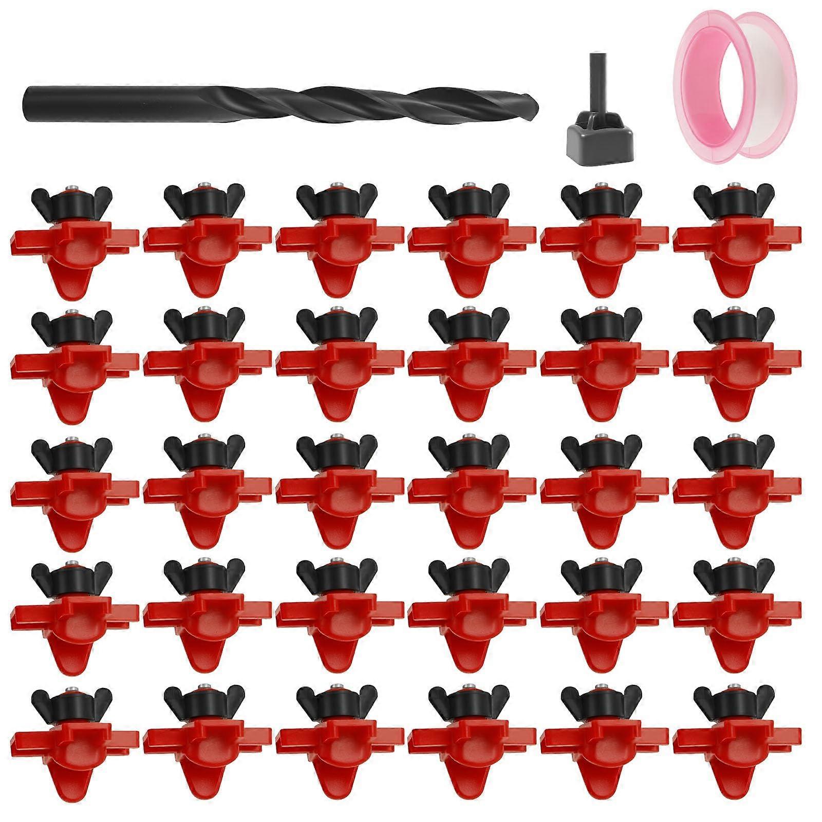 30 Pack Horizontal Chicken Waterer Nipples with Drill Bit, Automatic Leakproof Poultry Waterer