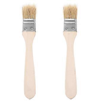 2 Pcs Wooden Handle Barbecue Brushes Basting Brush Set Pig Hair Seasoning Oil Baking Brush for Kitchen Grilling Camping