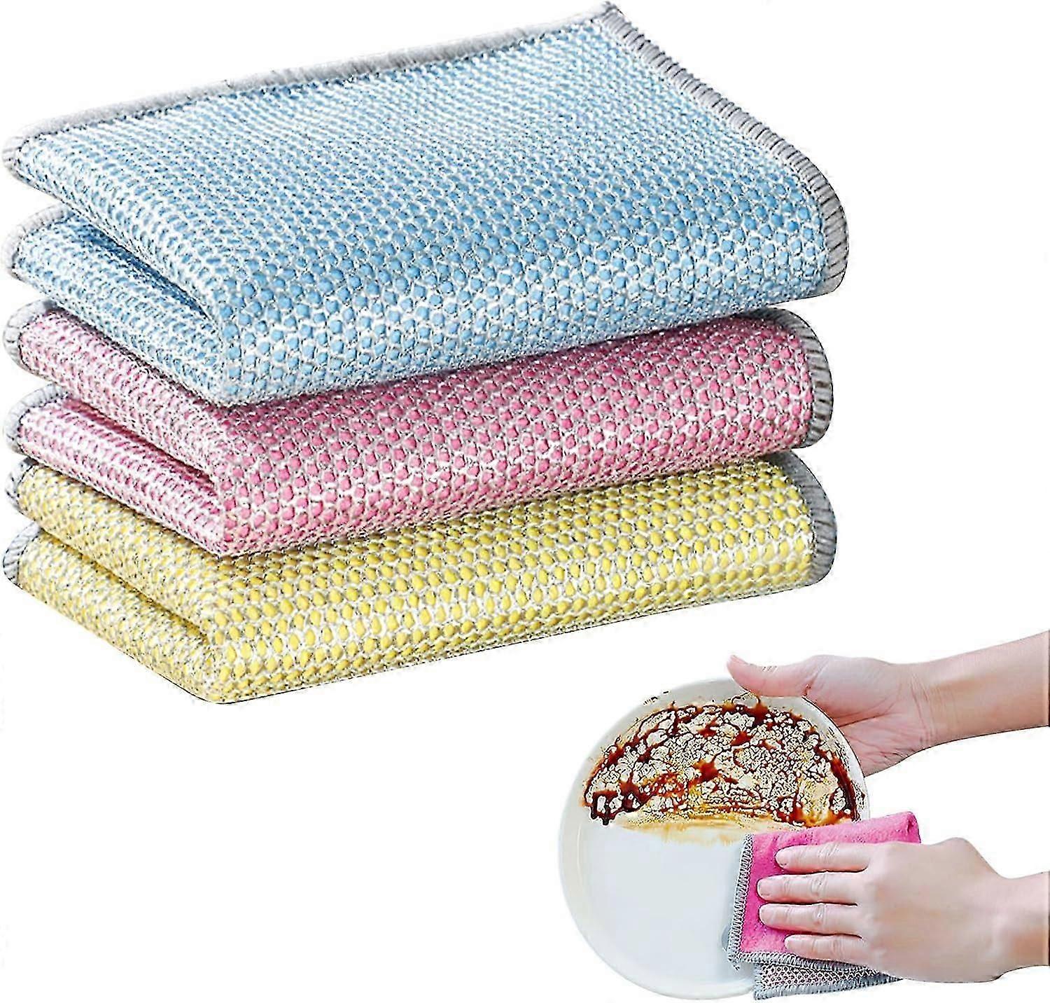 3pcs Double Wire Dish Cloth, Multi-Purpose Wire Cleaning Cloths