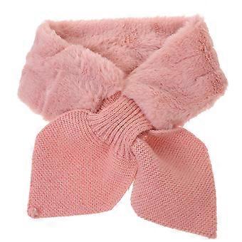 Nekwarmer/sjaal voor dames, roze kruisvormig, warme gebreide wintersjaal (1 set)