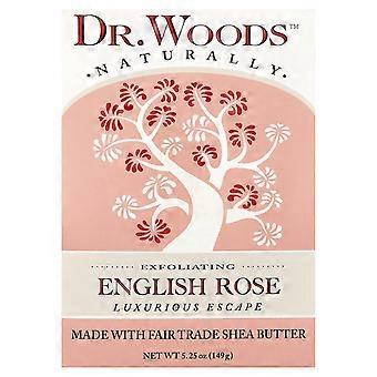 Dr. Woods, eksfolierende såpestykke, engelsk rose, 149 g, 6-pakning