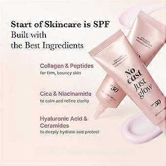 Protetor solar facial com colágeno FPS 50, sem deixar resíduo branco, creme de proteção solar com efeito iluminador, protetor solar leve e não oleoso para rosto e corpo.