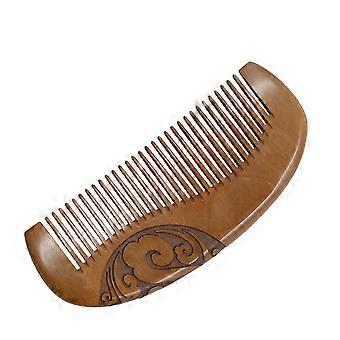 Anti-static Hair Comb Peach Wood Half Moon Shape Carving Auspicious Cloud Comb Scalp Massage Comb for Women Girls Ladies (Coffee)