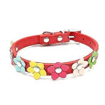 Girl Puppy Collars Pink Dog Collar With Rhinestone Bow Knot Crystal Diamond Colorful Flower 26-27