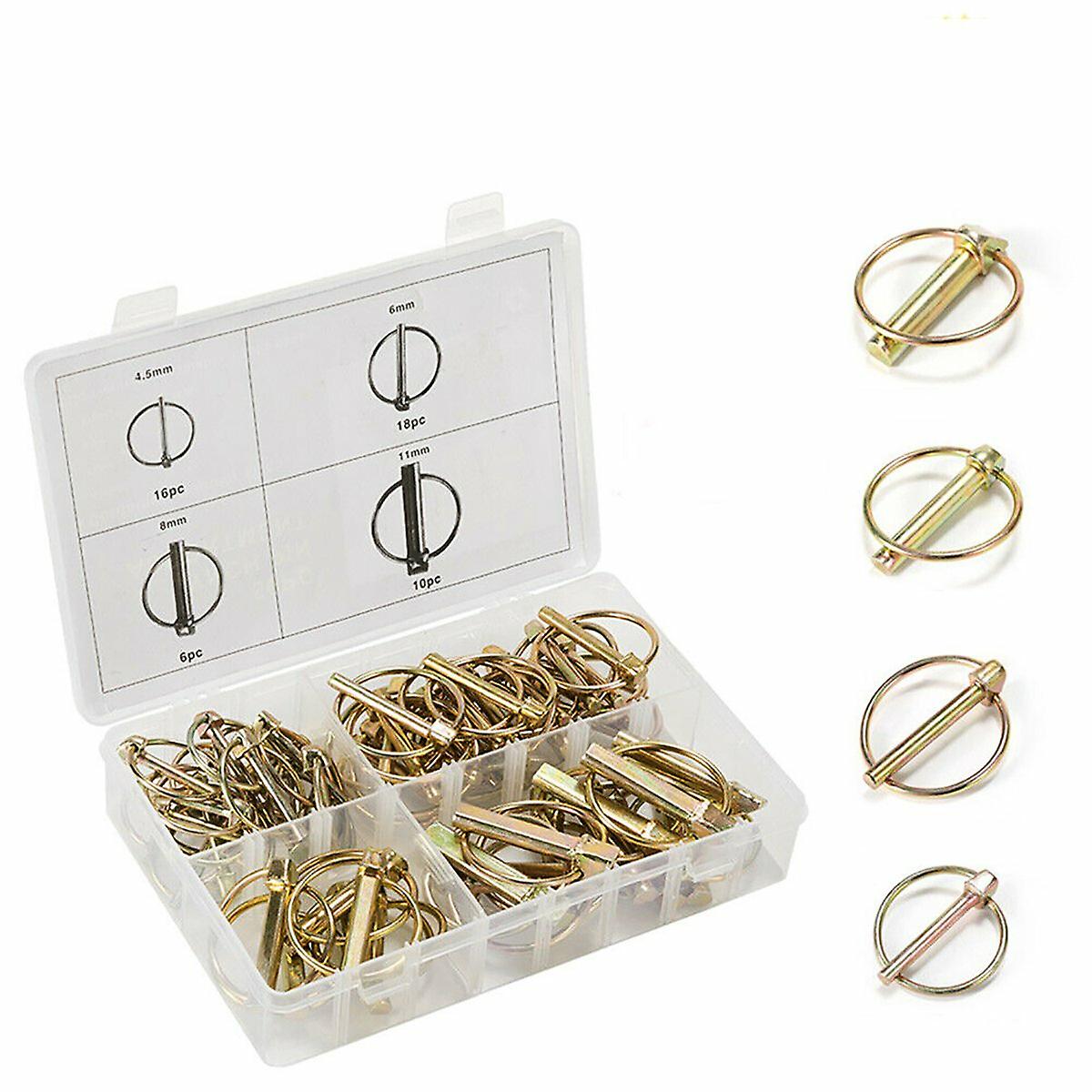 50Pc Lynch Pin ( Linchpin ) Locking Pin Clip Assortment Set For Trailers