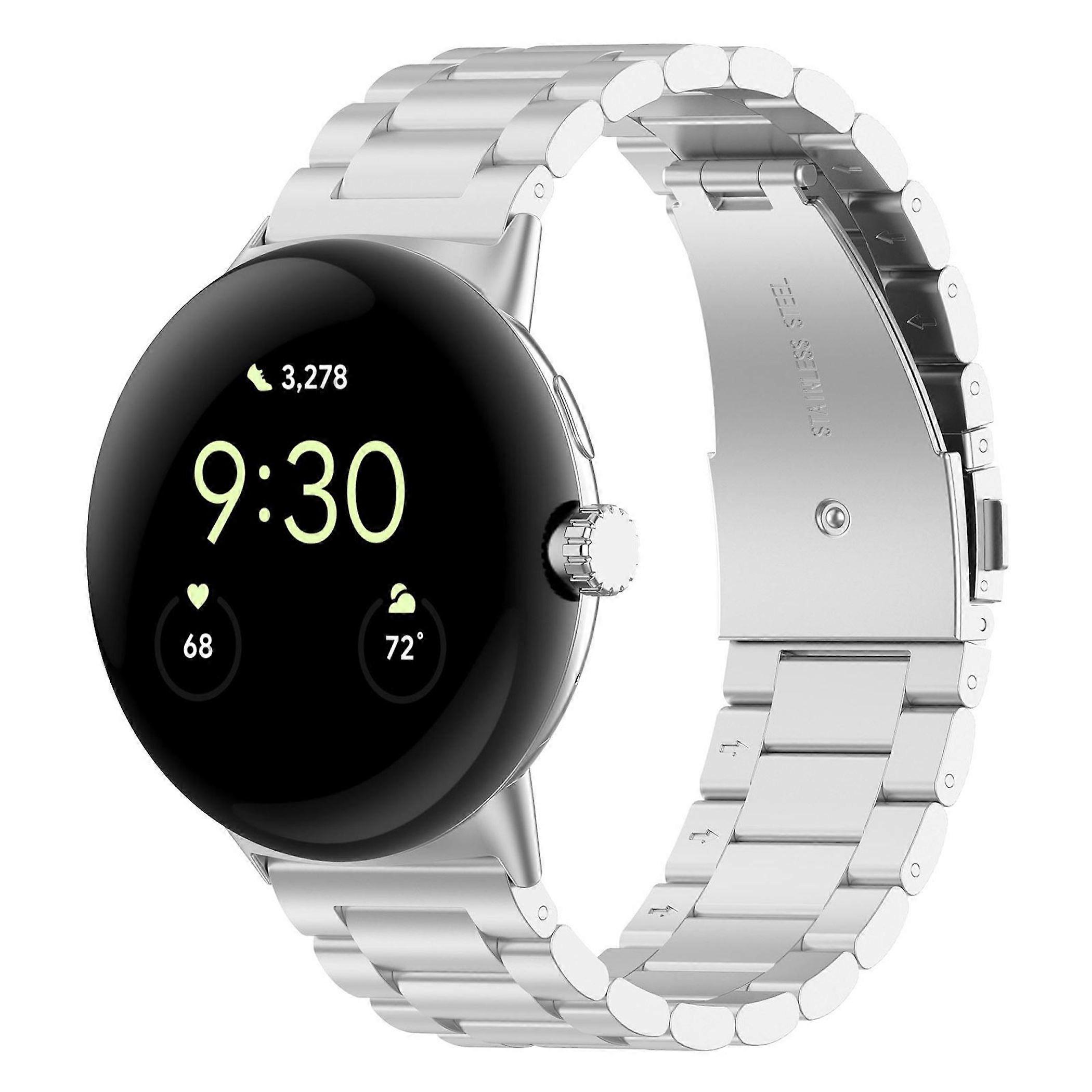 Stainless steel bracelet for Google Pixel Watch 4 / 3 / 2 / 1 41mm Three Beads Silver
