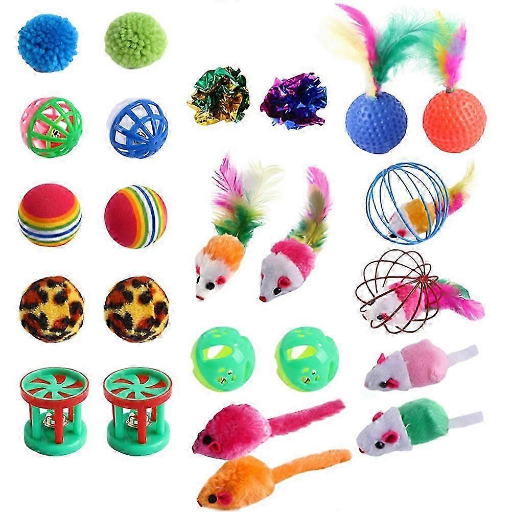 Interactive Teasing Cat Toy 24Pcs Plastic Ball Set for Playing Pets