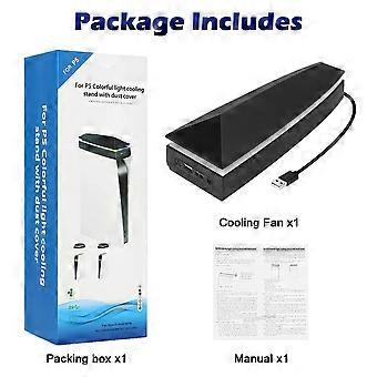 Cooling Fan with RGB LED, High-Speed Adjustable Cooling, Dust-Blocking Cover for PS5