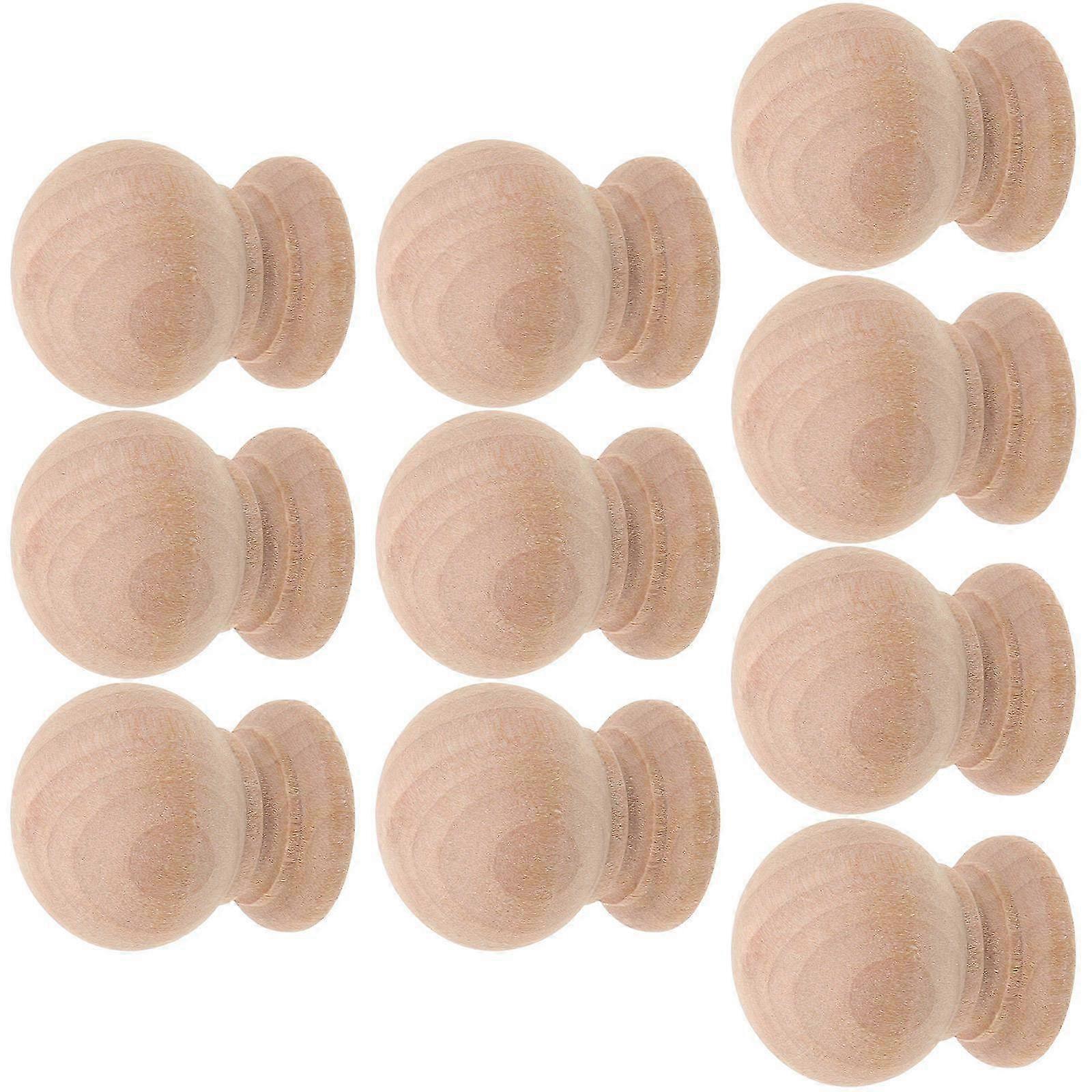 10pcs Wood Cabinet Knobs Dresser Drawers Knobs Sing Hole Wooden Pull Handles