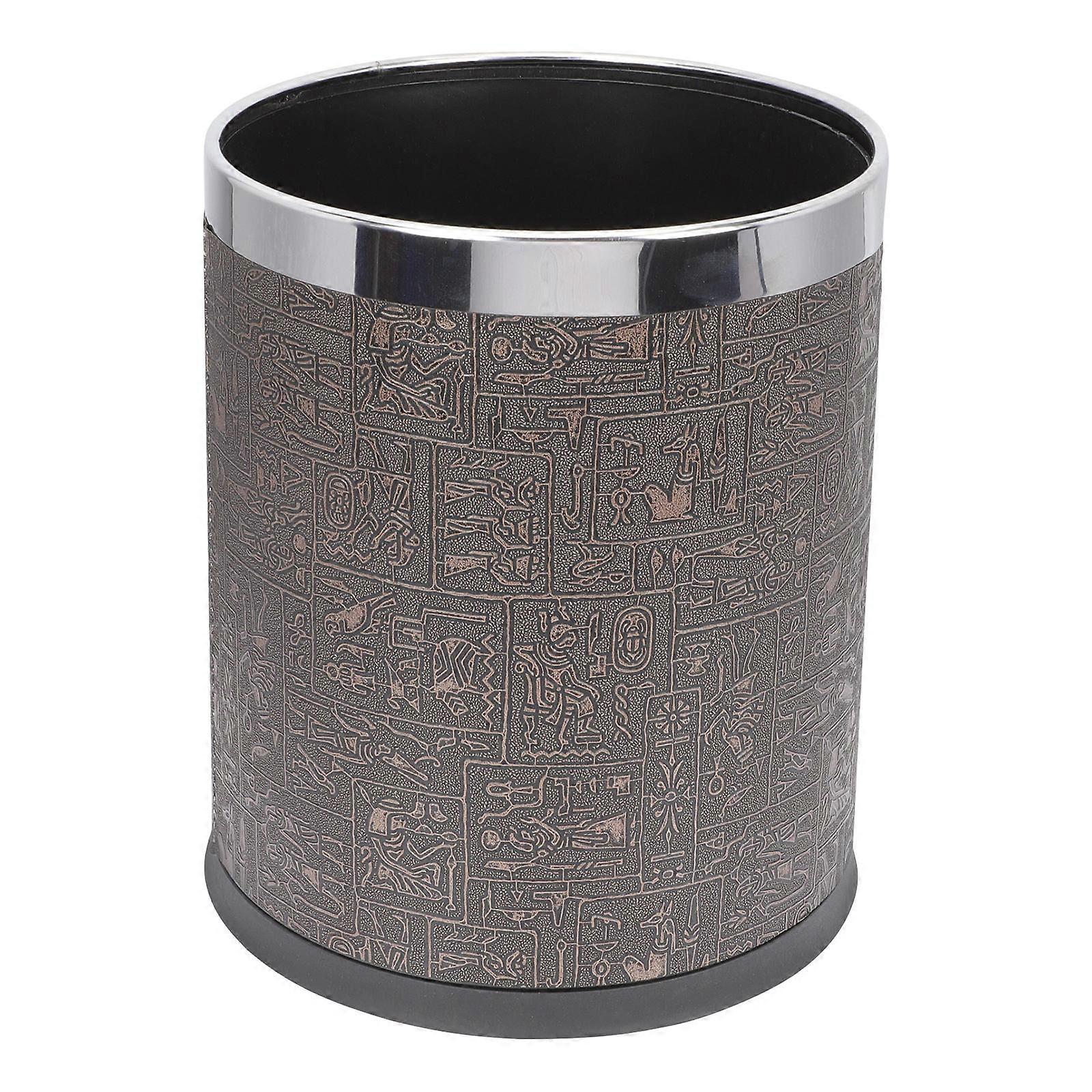 Silver Ornate Garbage Container Double Layer Lidless Trash Bin