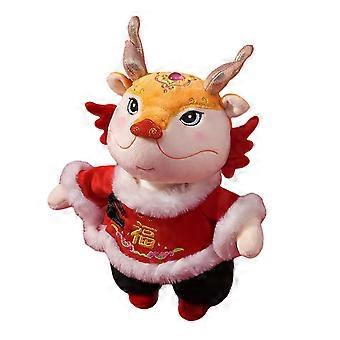 Schattige Chinese draak pluche speelgoed, zacht knuffeldier voor kinderen, verjaardags- en nieuwjaarscadeau, 28x20cm