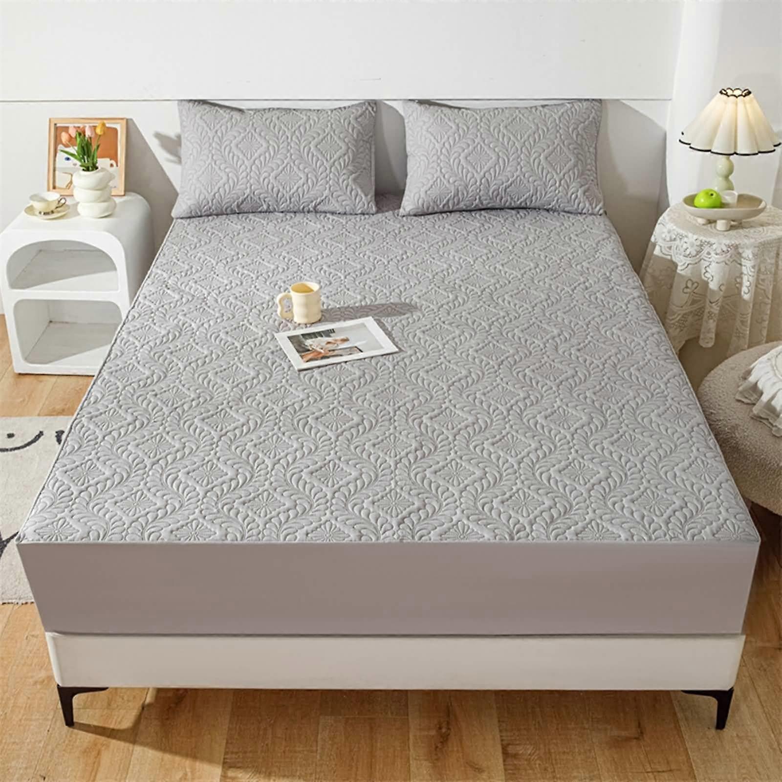 Light Grey King Size Fitted Sheet 71x79, Deep Pocket Polyester Cotton Solid Mattress Protector