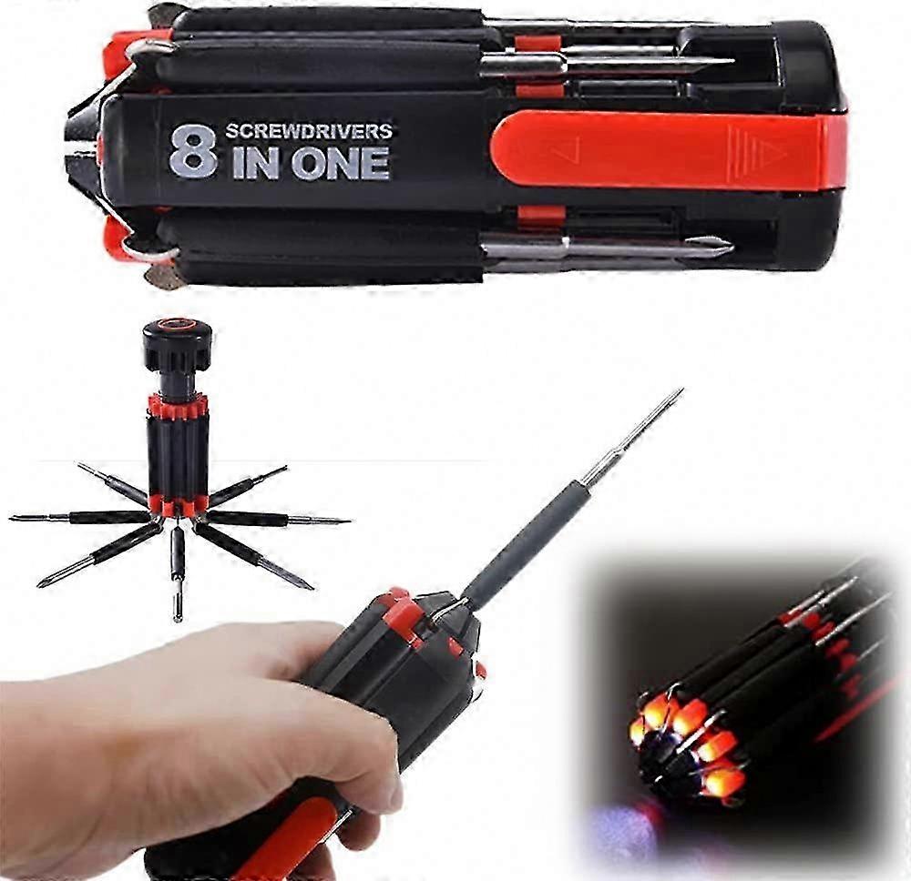Pocket Screwdriver Tool 8-In-1 with Worklight and Flashlight, Portable Multifunctional Tool