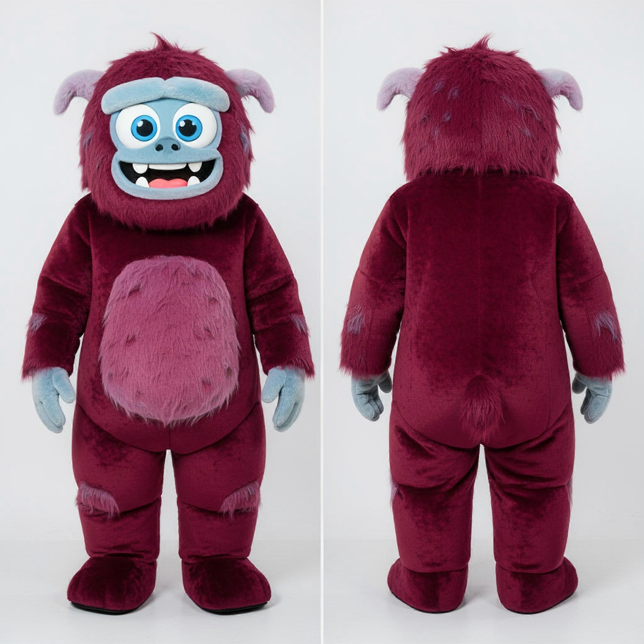MASTICOT Maroon Plush Friendly Yeti Mascot