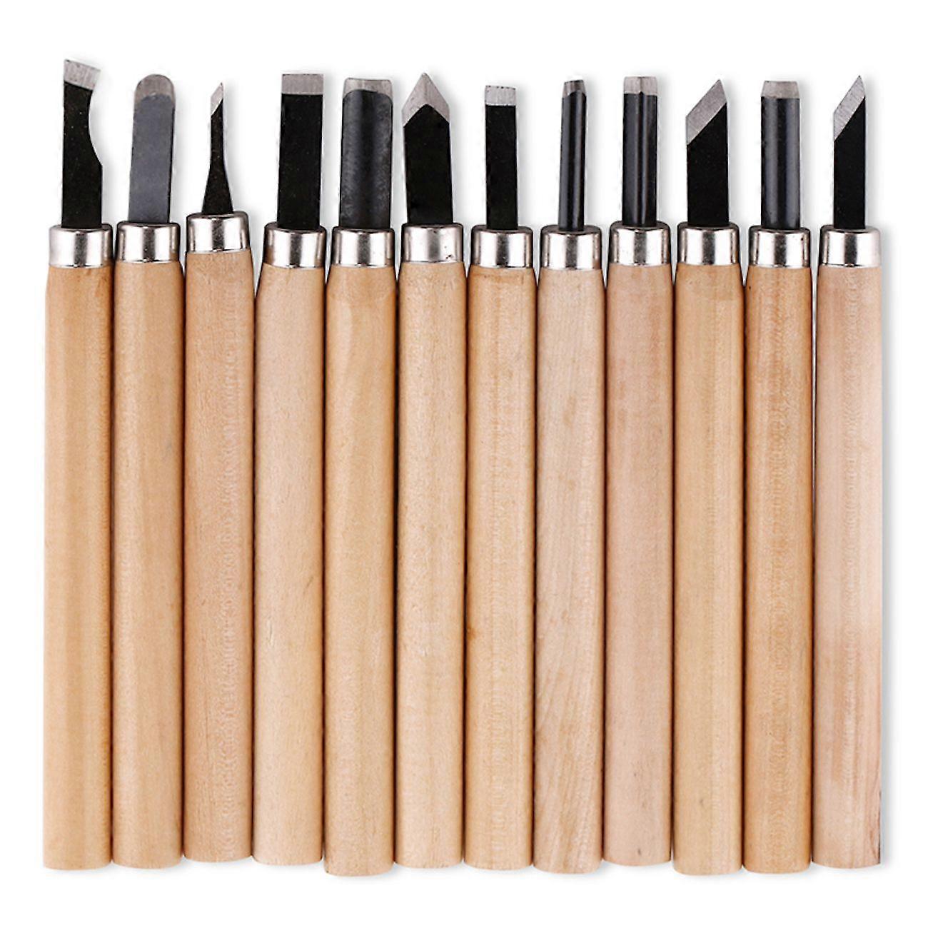 12pcs Professional Wood Carving Chisel Knife Hand Tool Set For Basic Detailed Carving Woodworkers Gouges Multi Purpose DIY