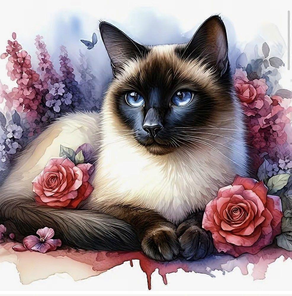 Siamese Cat Flowers Jigsaw Puzzles - CCC095