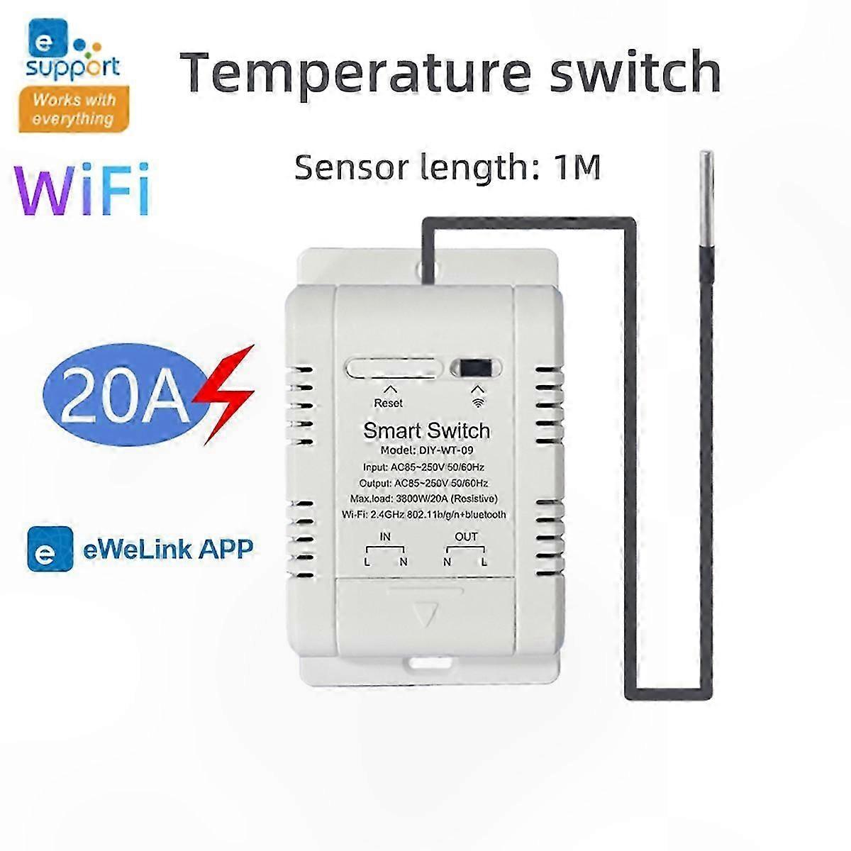 Smart WiFi Thermostat Switch with Sensor, 20A Temperature Control, Voice Command Compatible