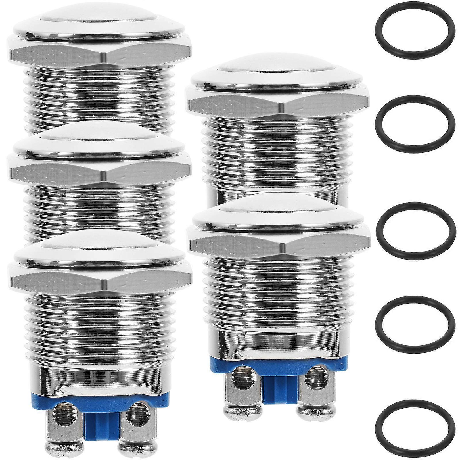 Stainless Steel Waterproof Push Button Switch Momentary Operation 5Pcs