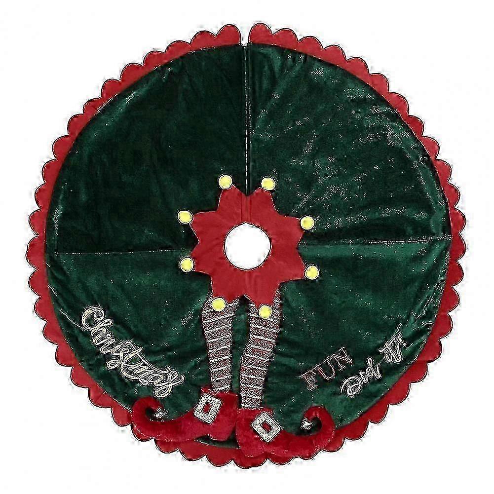 Elf Legs Red Green Polyester Tree Skirt