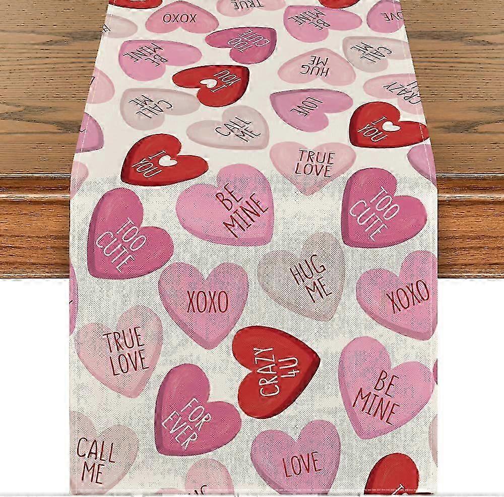 Pink Heart Table Runner 13x72 Inch