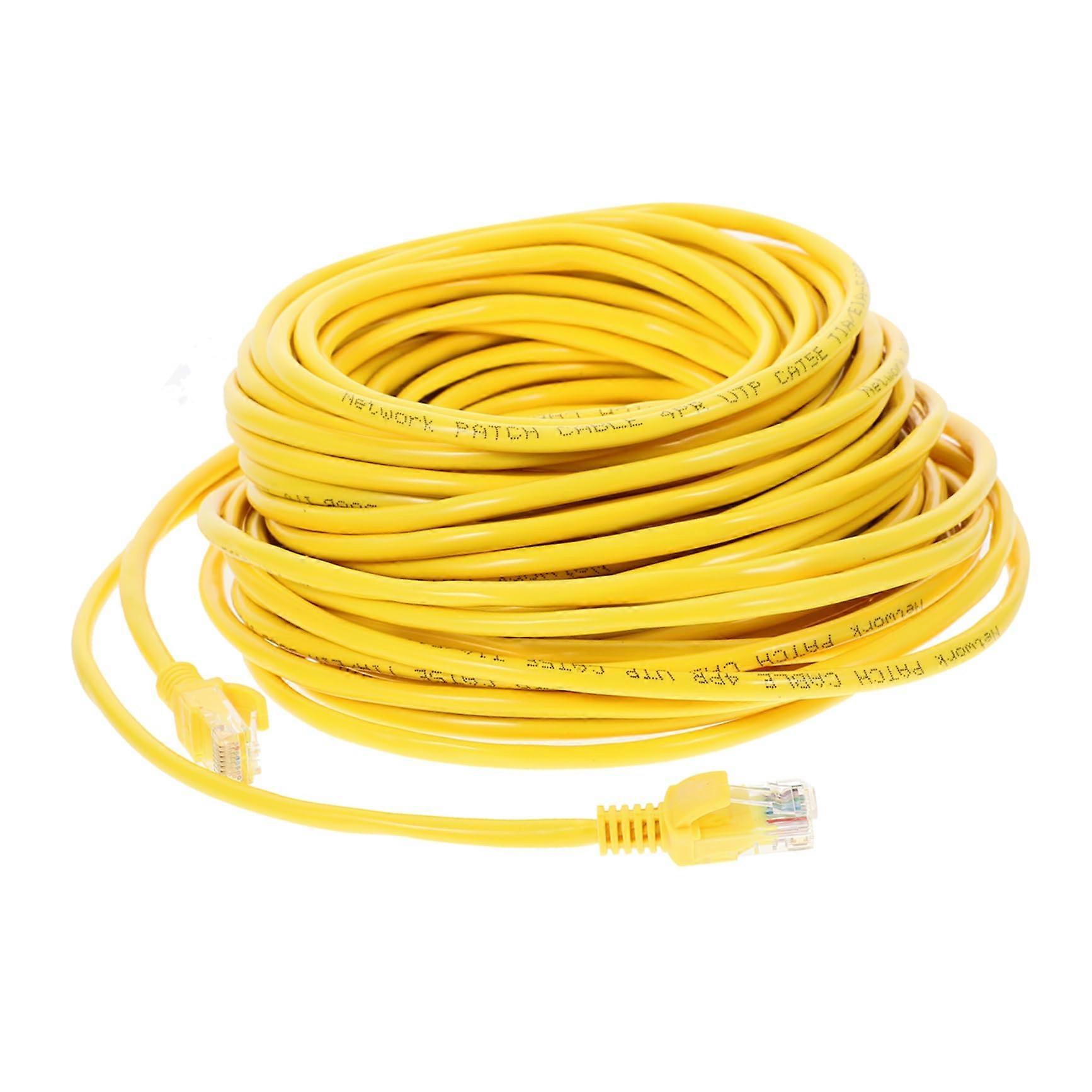 20m  Speed Ethernet Cable Cat5e Patch Cord for Router and Computer Yellow Durable Line