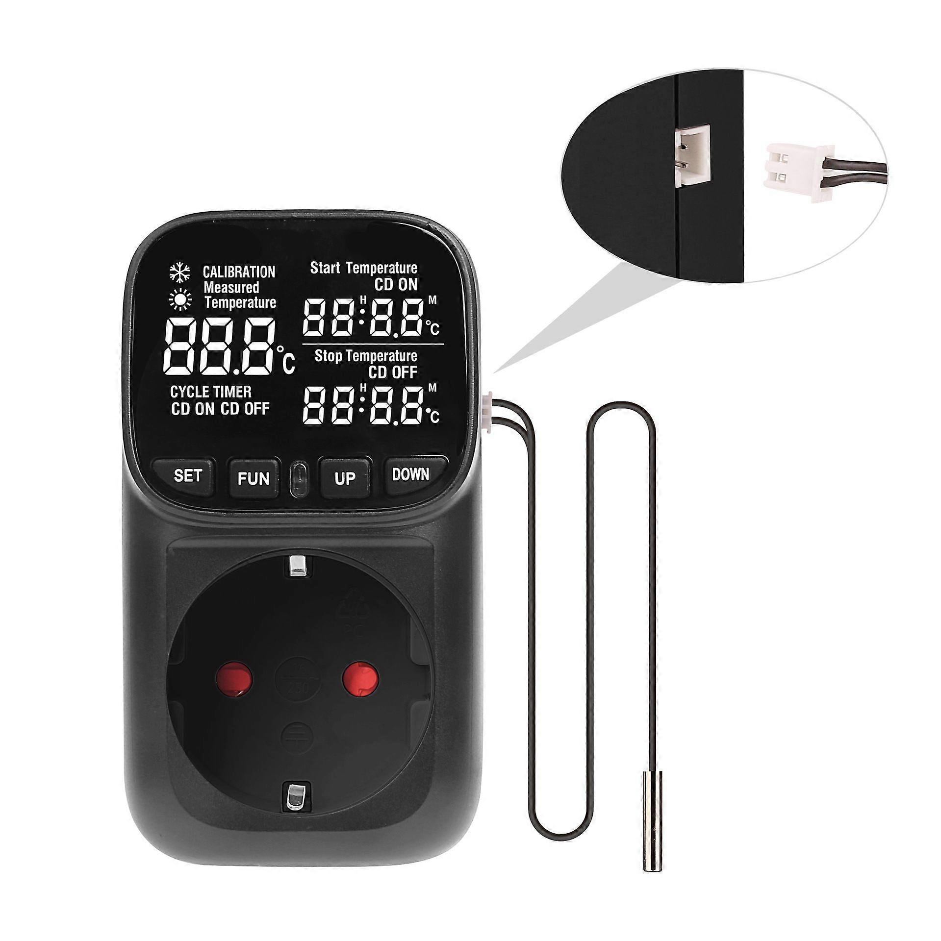 EU Plug Digital Thermostat Socket, -40 to 120 C Temperature Controller, 230V
