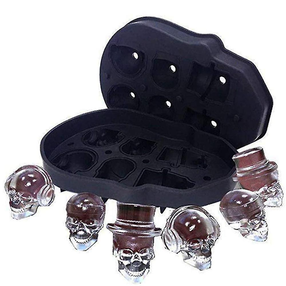3d Skull Ice Cube Tray With Lid, Silicone Ice Cube Moulds Maker,fre...