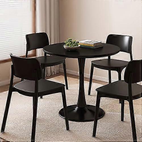 5 Piece Round Dining Table Set, Modern Black SpaceSaving Design for Small Apartment Dining