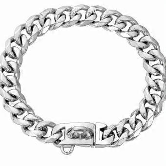 Dog Walking Chain Collar 15mm Cuban Link Metal, Heavy Duty Chew Proof with Secure Buckle, Adjustable for Small Dogs
