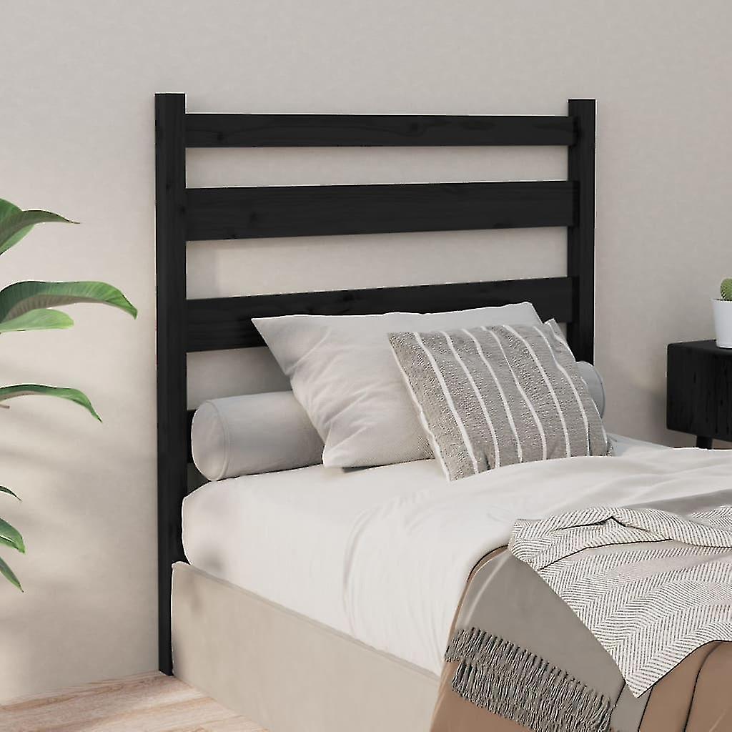 Headboard Black 96x4x100 cm Solid Pine Wood