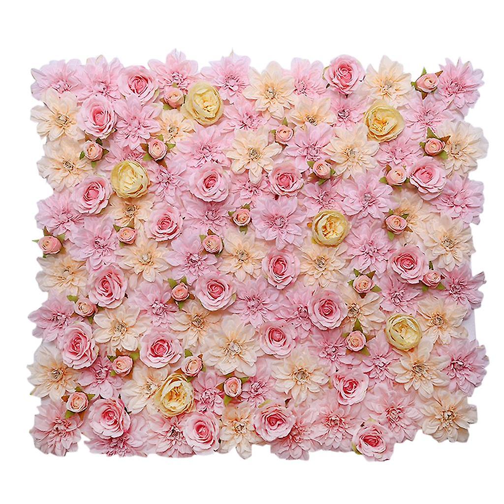 Rose Flower Hydrangea Wall Panel Mall Ornaments Decor White&Light Pink E
