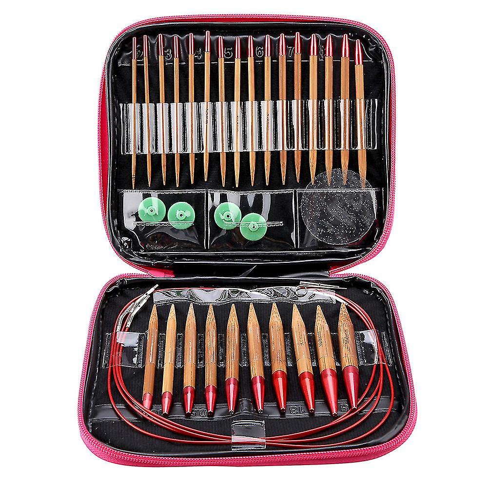 Interchangeable Carbonized Bamboo Needles Set Aluminum Circular Knitting Needles Ring Set