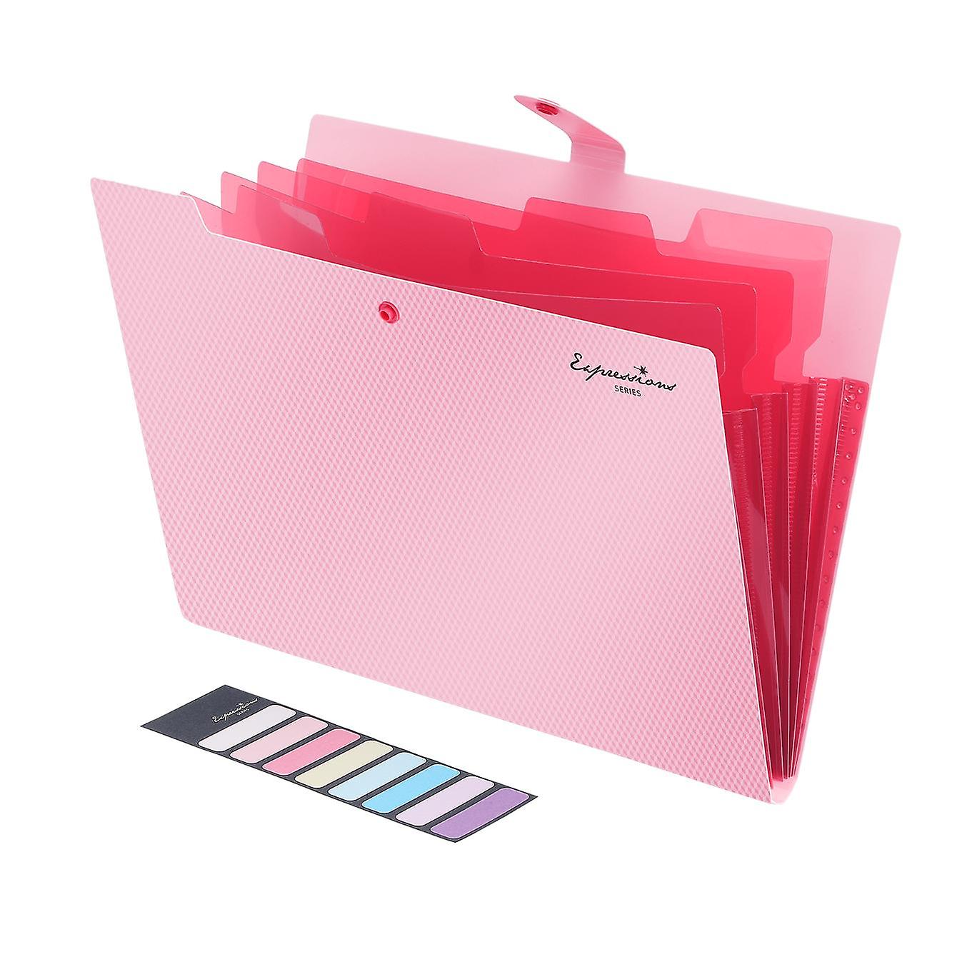 Stay Organized In Style With Our Cute 5-pocket Expanding File Folder With Labels - Perfect For School  Office  And Home Use!