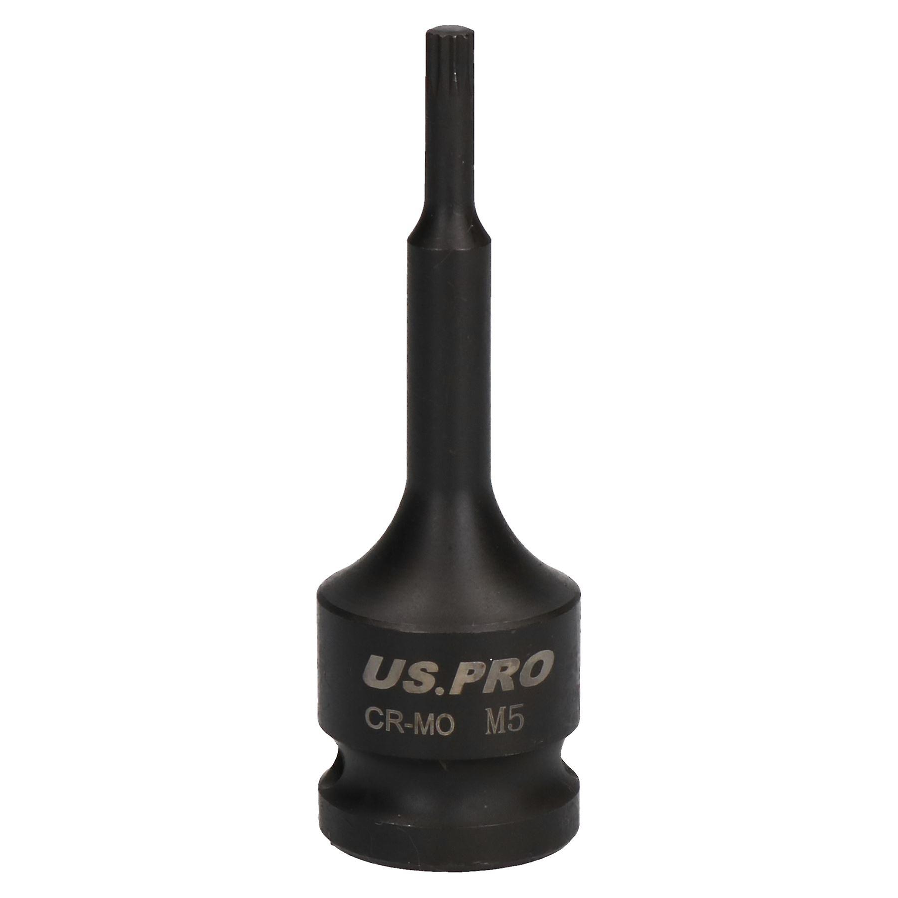 M5 x 78mm Spline Bit Triple Square Impacted Extra Long 1/2" Drive Male Socket