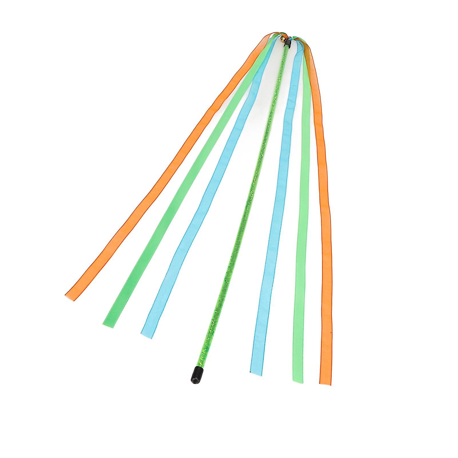 Cat Wand Toy Interactive Soft Colorful Strings Boredom Relief Kitten Teaser Stick for Indoor Outdoor 