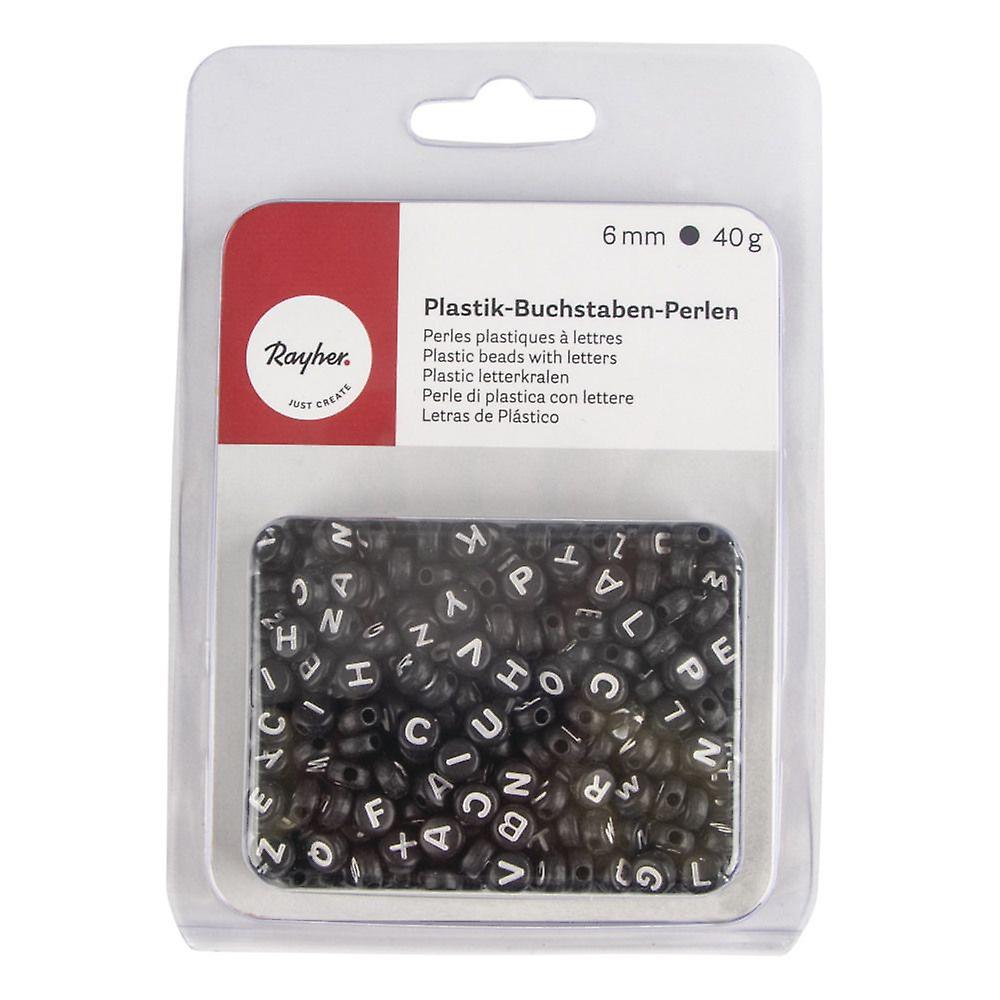Alphabet beads round black ø 6 mm