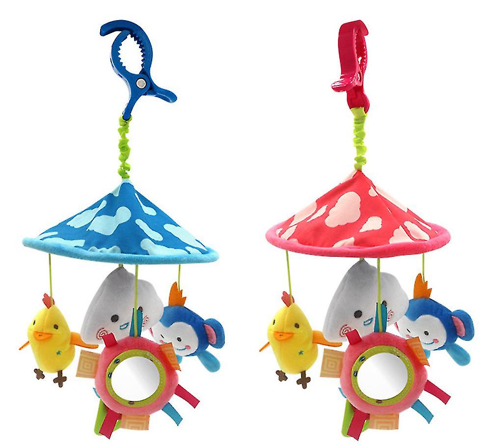 Blue 2# Stroller Rotating Wind Chime Animal Pendant, Hanging Umbrella Stroller Decorative Wind Chime Az10006
